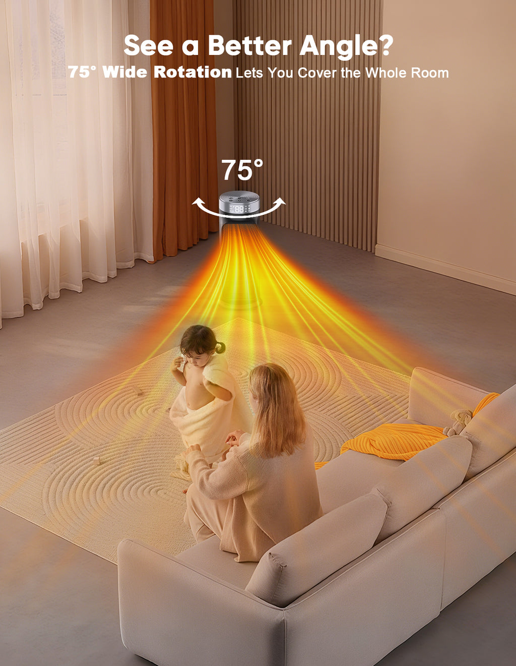 Energy Saving Space Heater, 1500W PTC Heater with Remote Controll